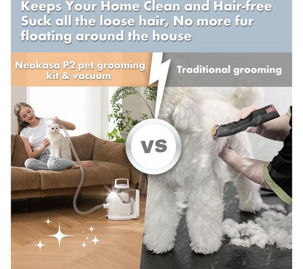 NEAKASA P2 Pro Dog & Cat Grooming Kit with Vacuum - White