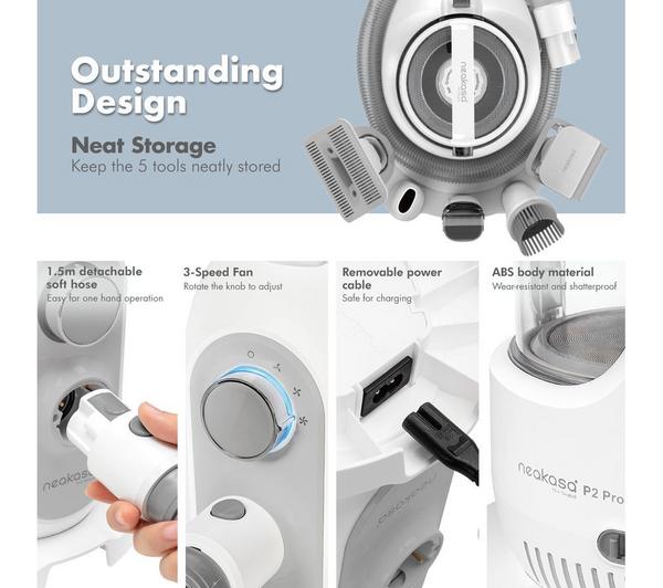 NEAKASA P2 Pro Dog & Cat Grooming Kit with Vacuum - White