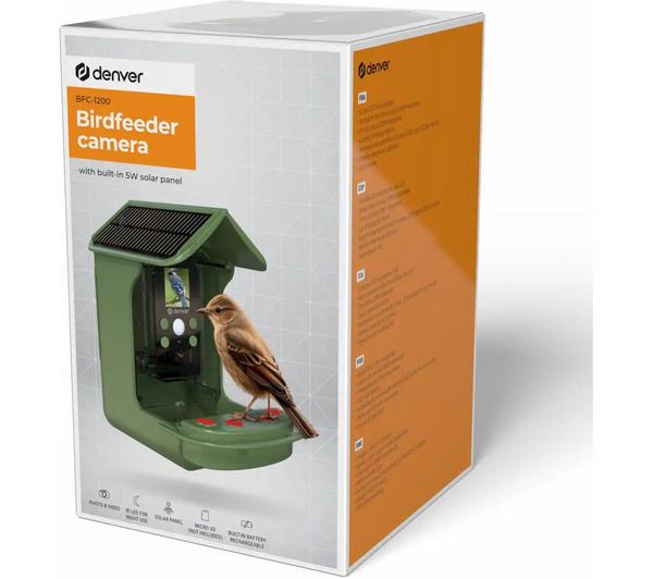 DENVER BFC-1200 Smart Camera Bird Feeder with Solar Roof - Green