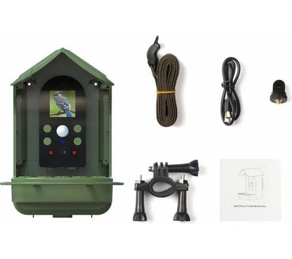 DENVER BFC-1200 Smart Camera Bird Feeder with Solar Roof - Green
