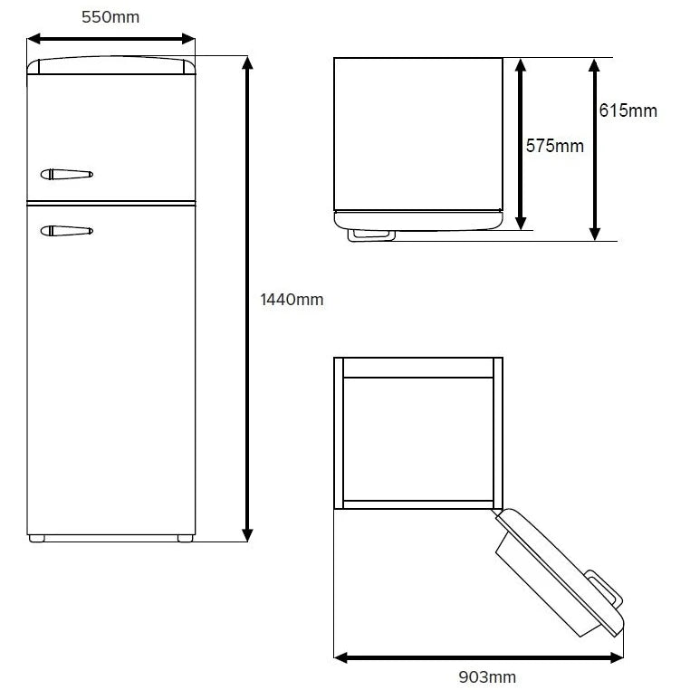 Betty Meadow Retro Static Fridge Freezer, 80/20, Green, D Rated