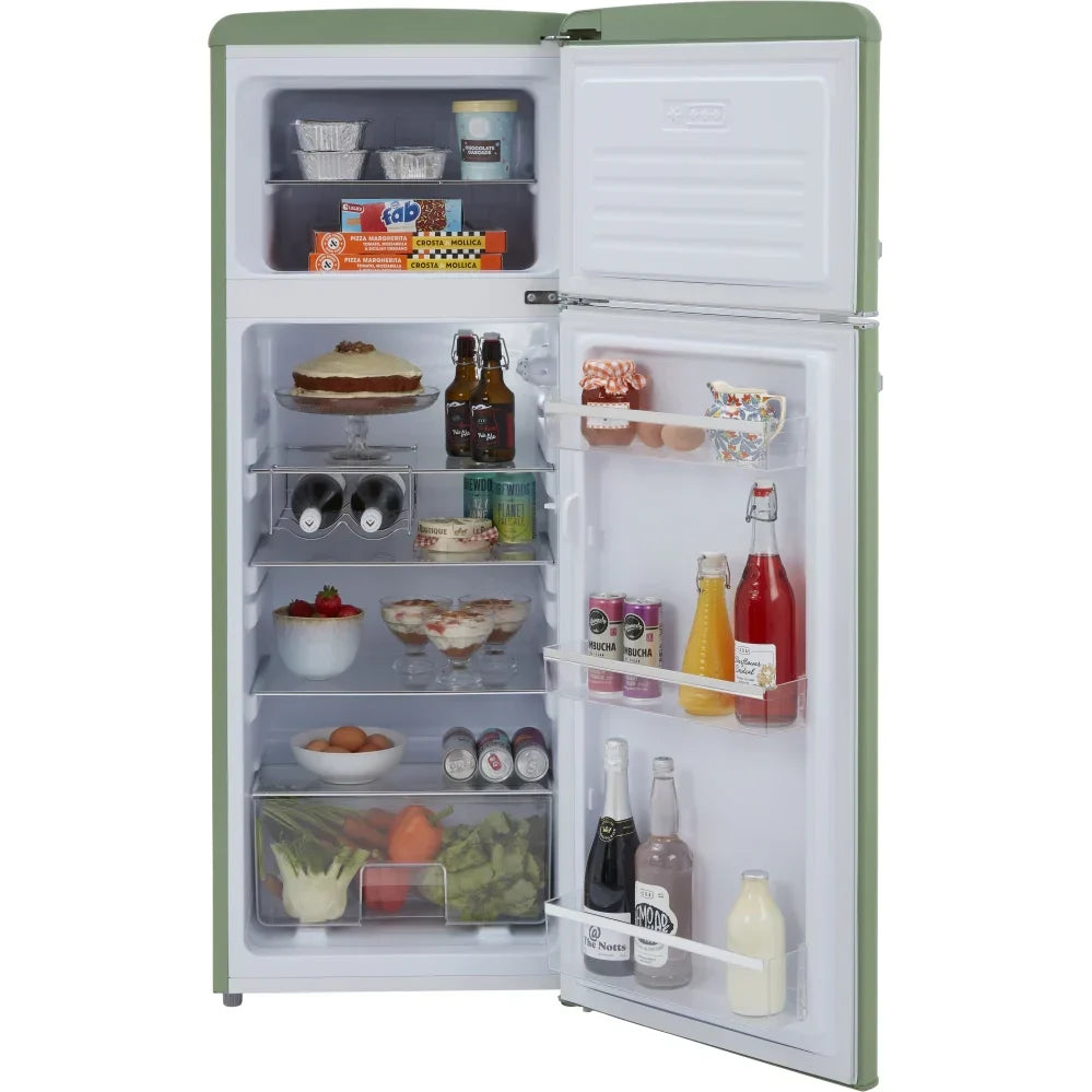 Betty Meadow Retro Static Fridge Freezer, 80/20, Green, D Rated